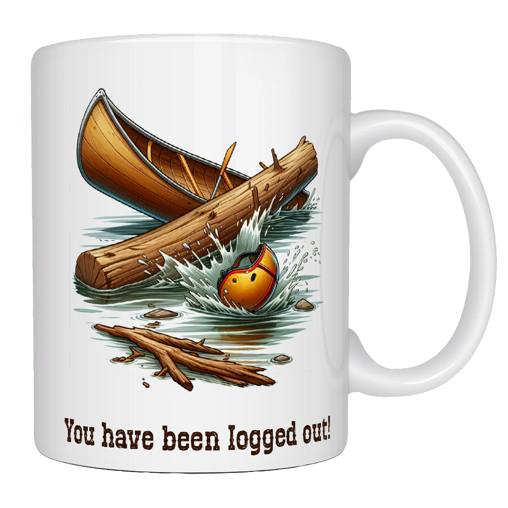 Logged Out, canoe, water wipeout logout, IT Crowd, Coffee Mug, The Office