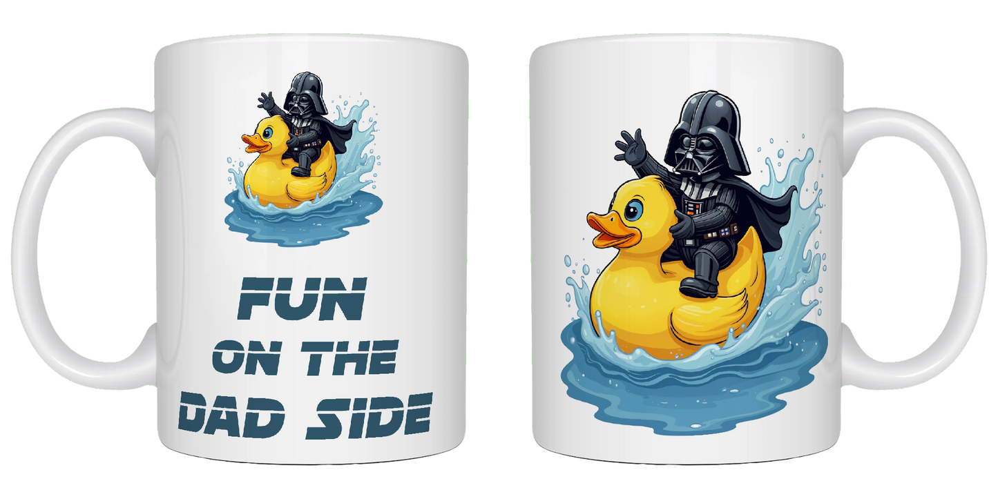 Fun on the dad side, rubber duck, Star Wars, Father's Day Mug
