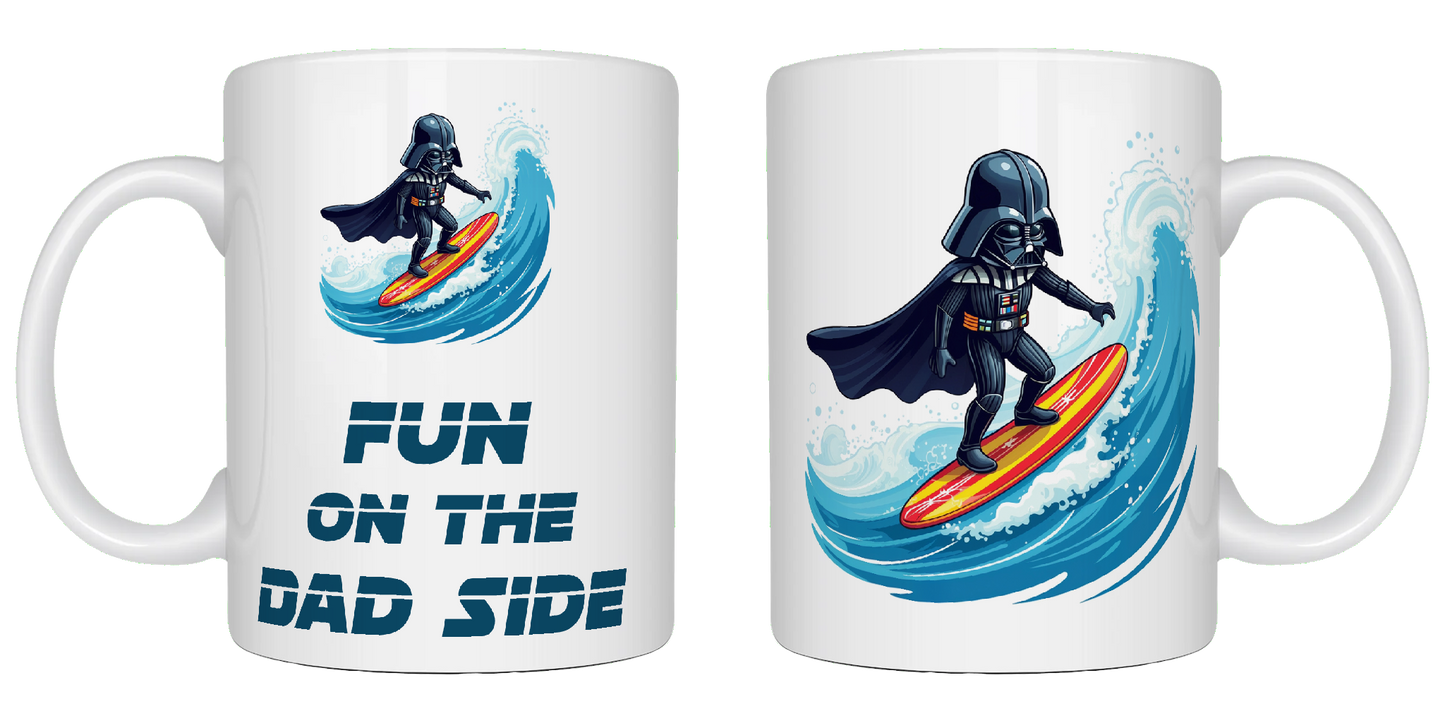 Fun on the dad side, surfer, Star Wars, Father's Day Mug