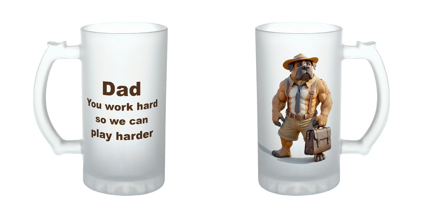 Dad, you work hard, so we can play harder, Father's Day Mug