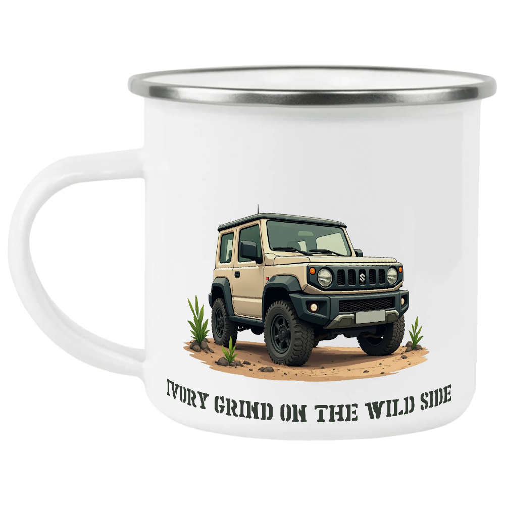 Offroad adventure, Ivory Suzuki Jimny edition, coffee mug