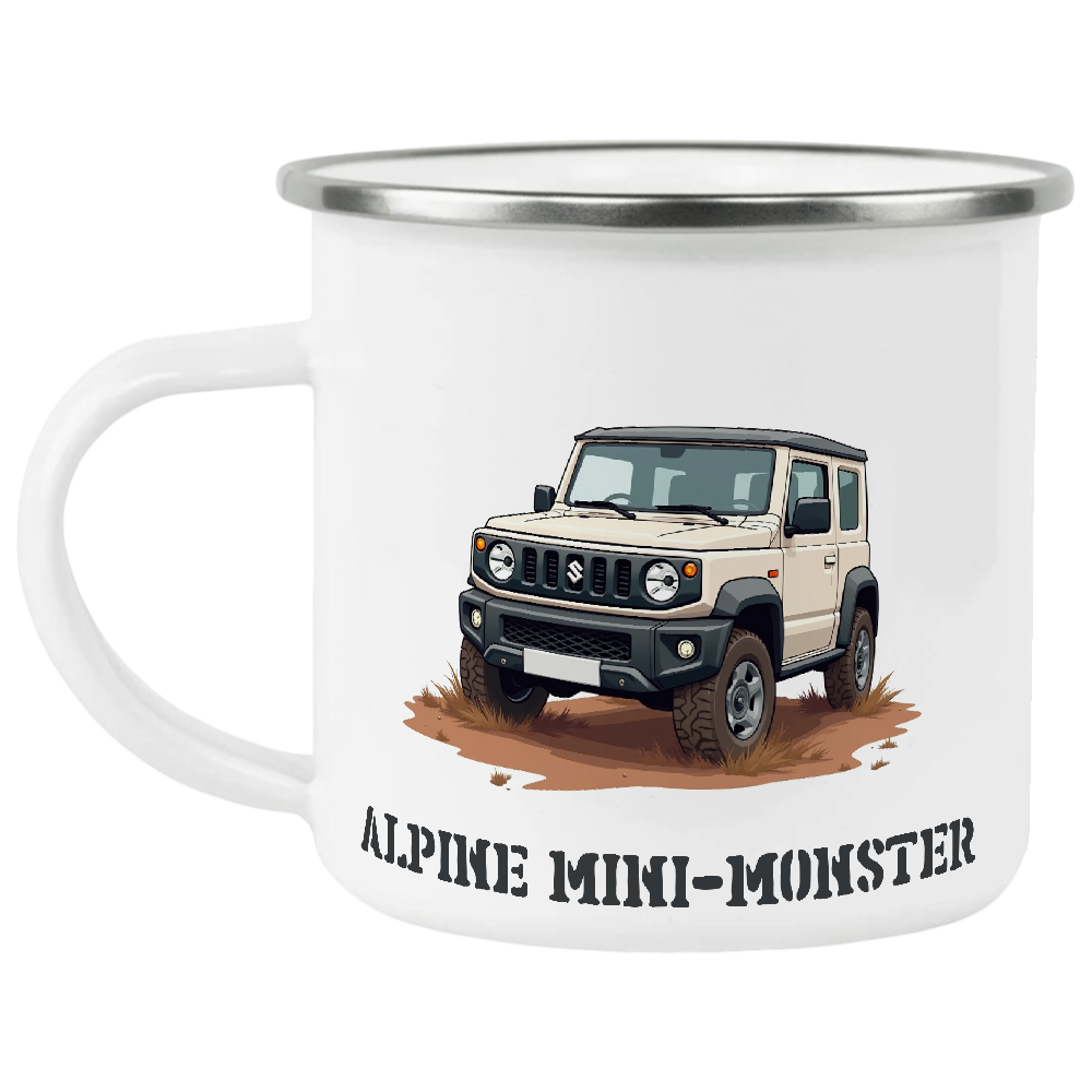 Offroad adventure, White Suzuki Jimny edition, coffee mug