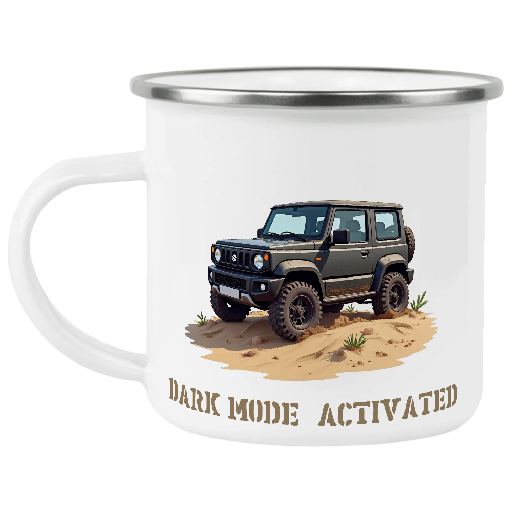 Offroad adventure, Black Suzuki Jimny edition, coffee mug