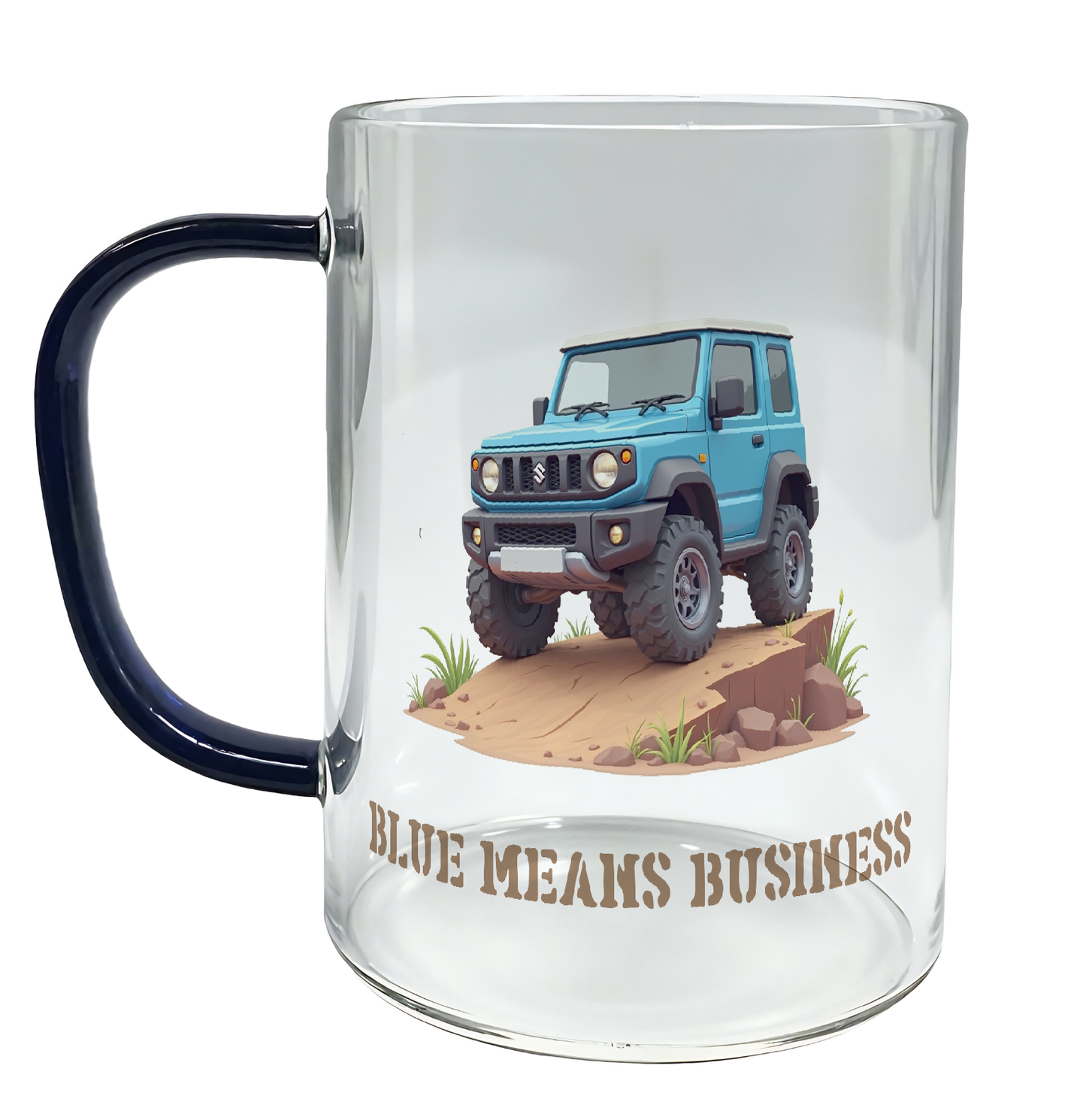 Offroad adventure, Blue Suzuki Jimny edition, coffee mug