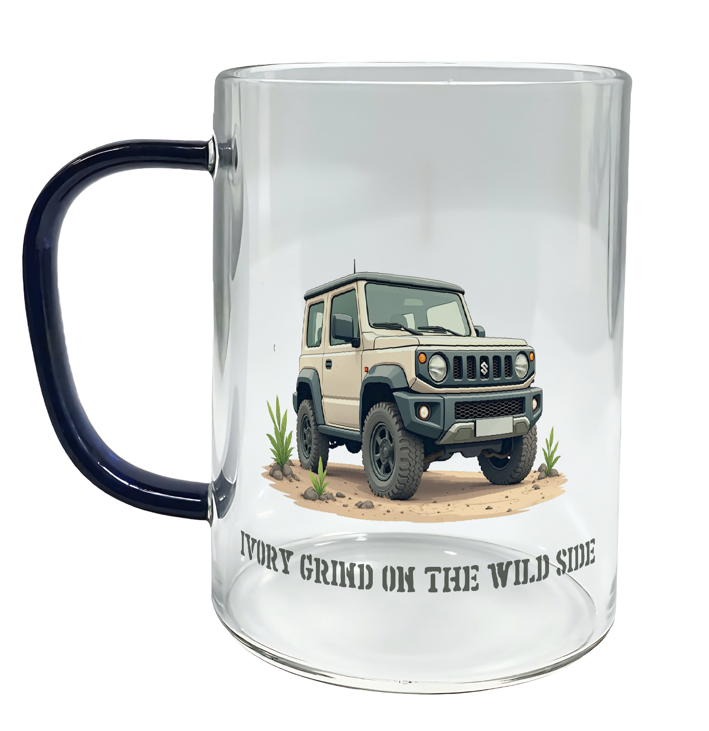 Offroad adventure, Ivory Suzuki Jimny edition, coffee mug