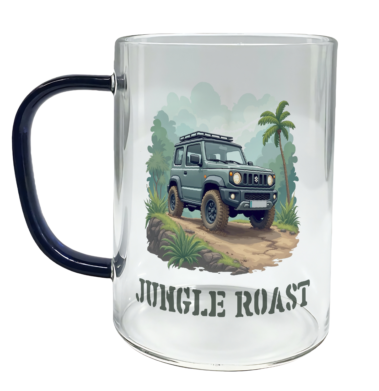Offroad adventure, Jungle Green Suzuki Jimny edition, coffee mug