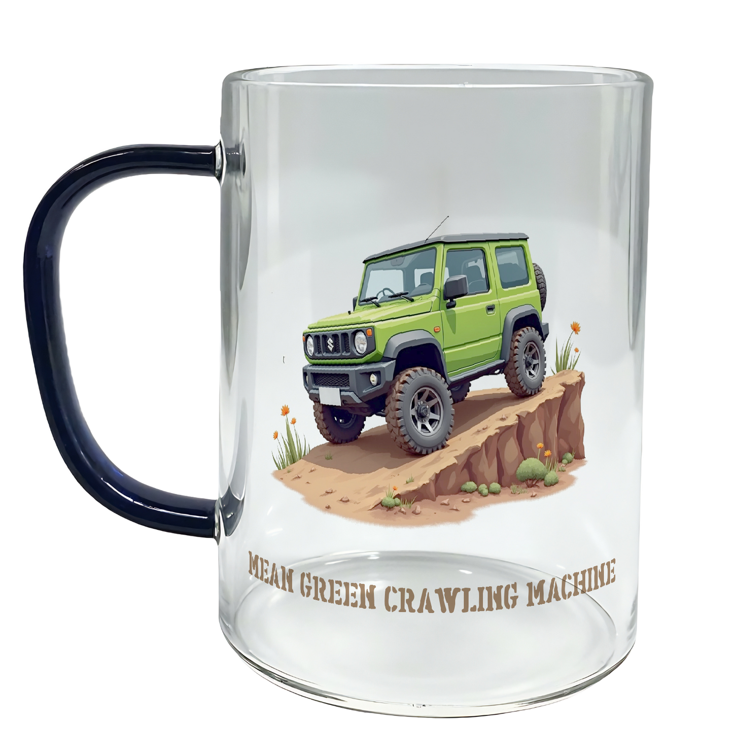 Offroad adventure, Green Suzuki Jimny edition, coffee mug