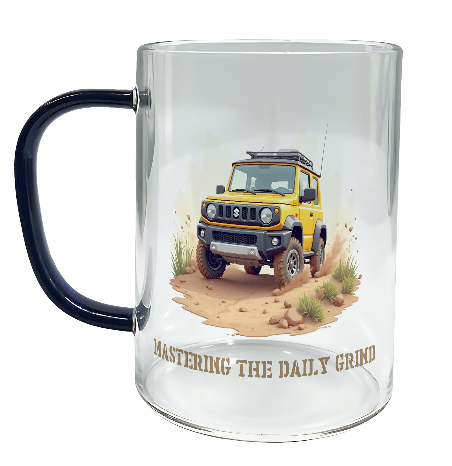Offroad adventure, Yellow Suzuki Jimny edition, coffee mug