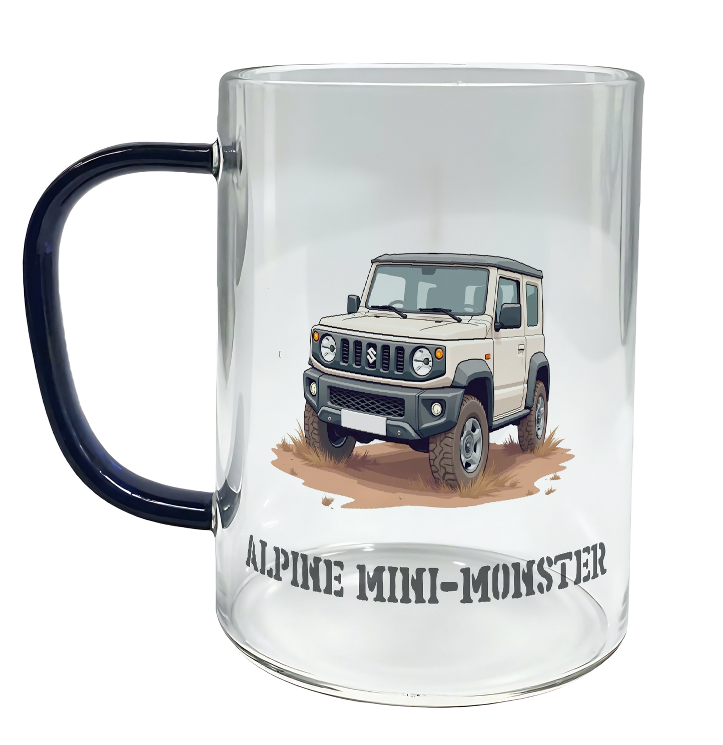 Offroad adventure, White Suzuki Jimny edition, coffee mug