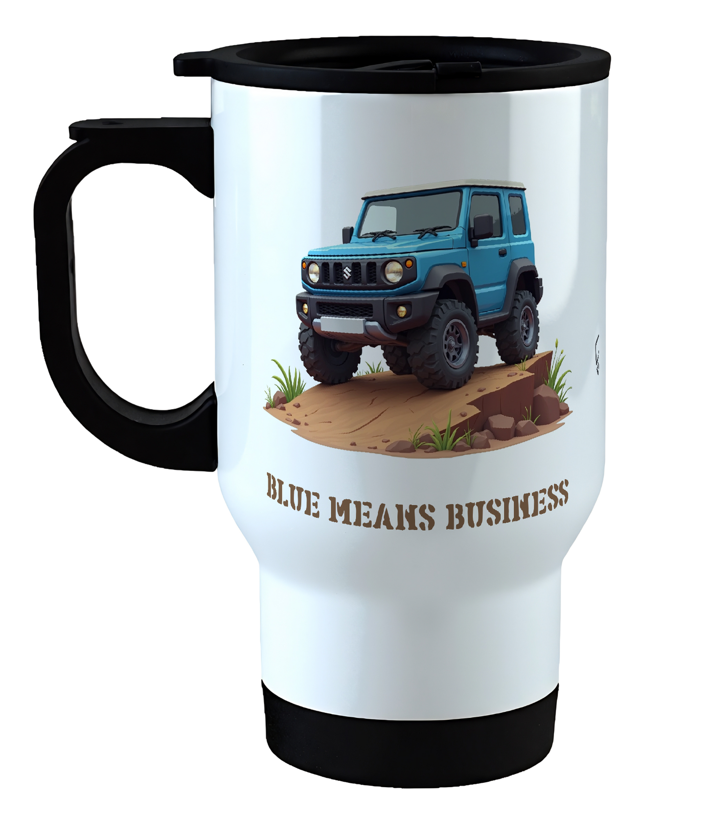Offroad adventure, Blue Suzuki Jimny edition, coffee mug