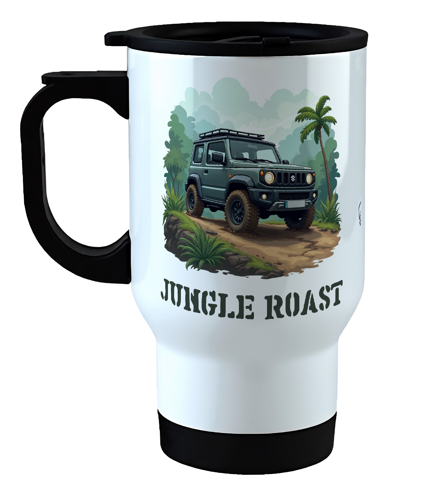 Offroad adventure, Jungle Green Suzuki Jimny edition, coffee mug