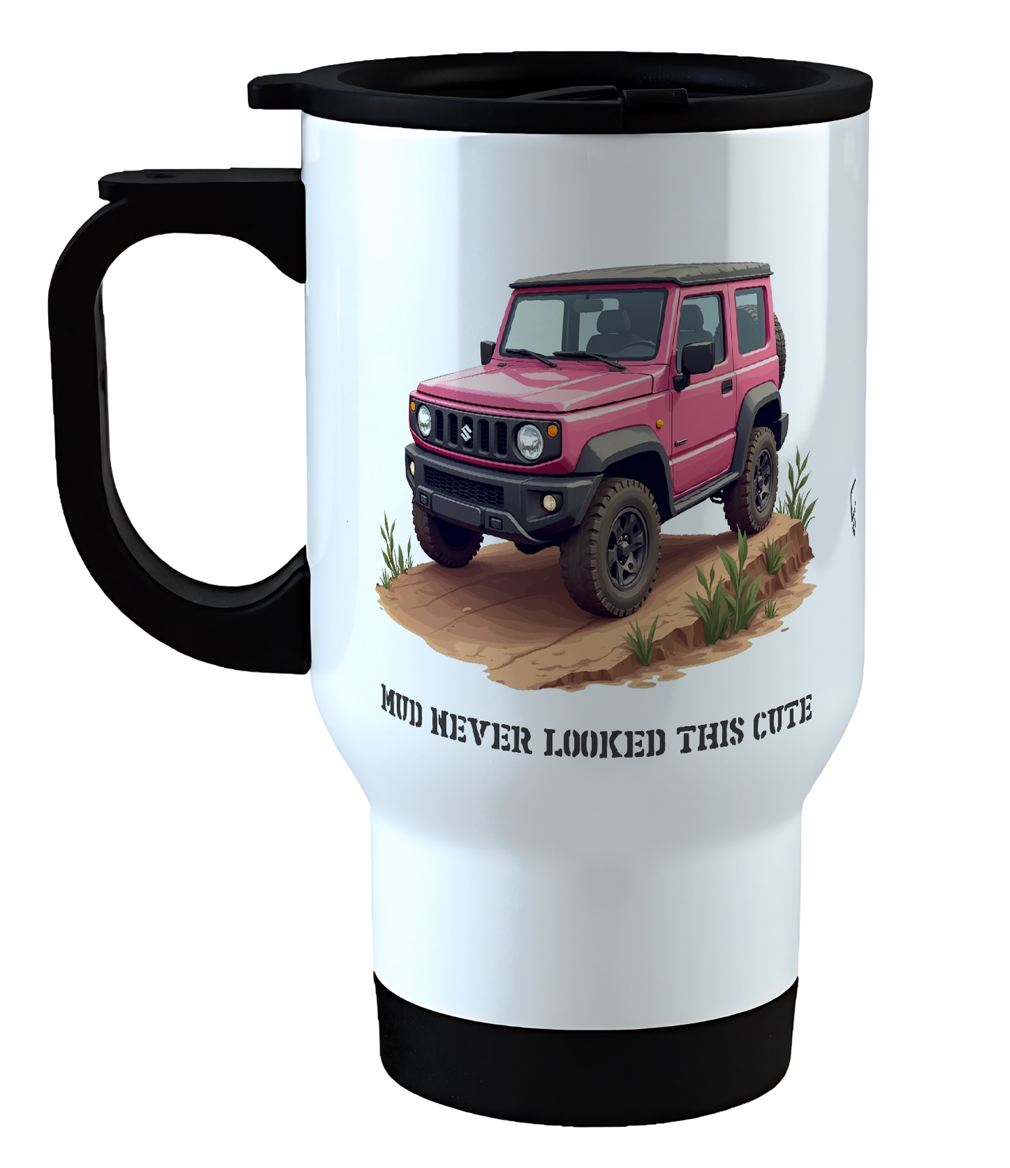 Offroad adventure, Pink Suzuki Jimny edition, coffee mug