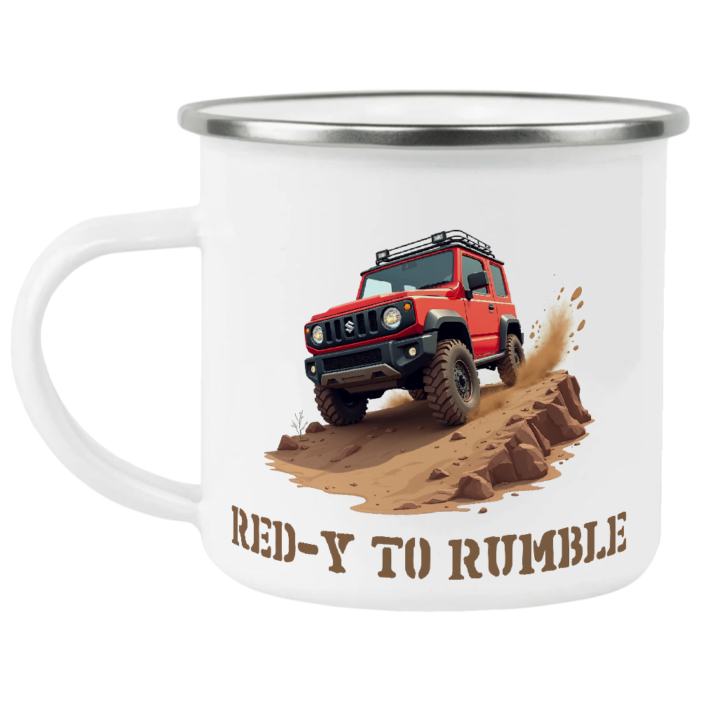 Offroad adventure, Red Suzuki Jimny edition, coffee mug