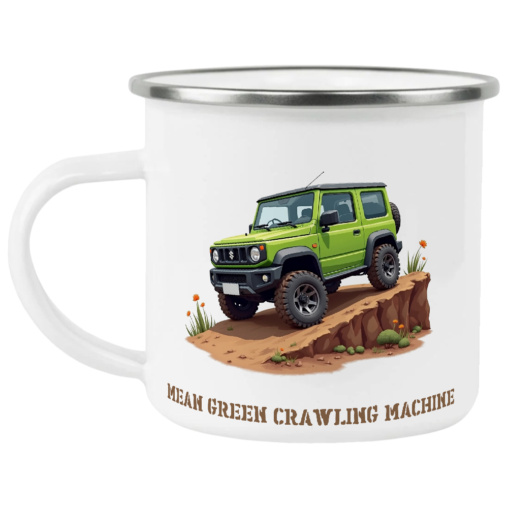 Offroad adventure, Green Suzuki Jimny edition, coffee mug