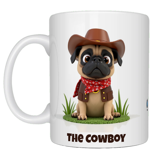 Pug, The Cowboy, Coffee Mug, Wet Nose Charity