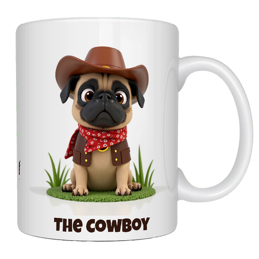 Pug, The Cowboy, Coffee Mug, Wet Nose Charity