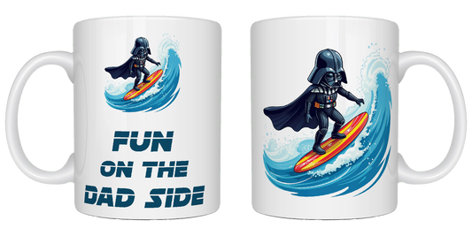 Fun on the dad side, surfer, Star Wars, Father's Day Mug