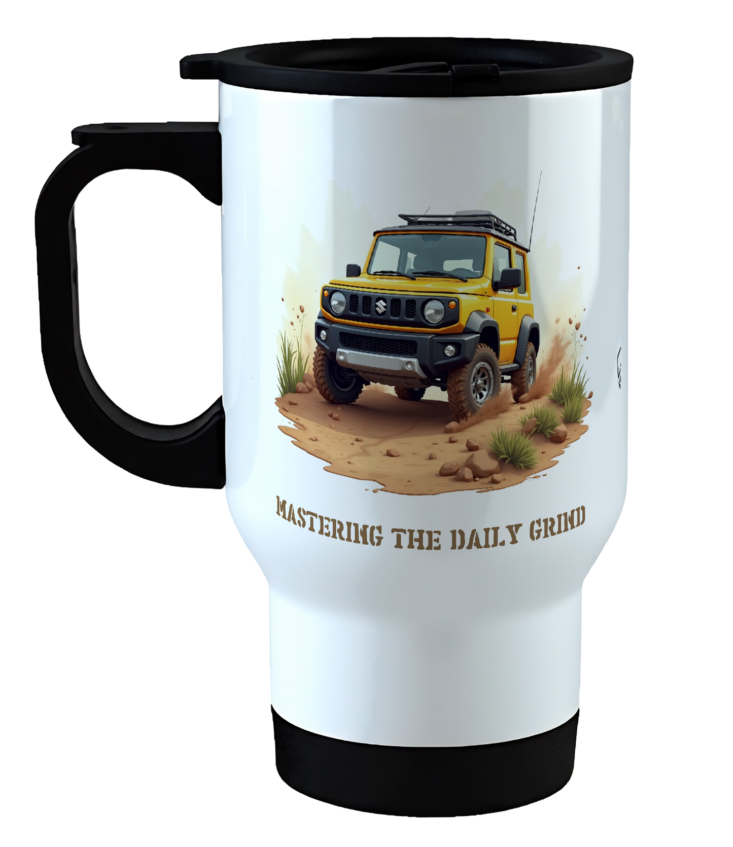 Offroad adventure, Yellow Suzuki Jimny edition, coffee mug